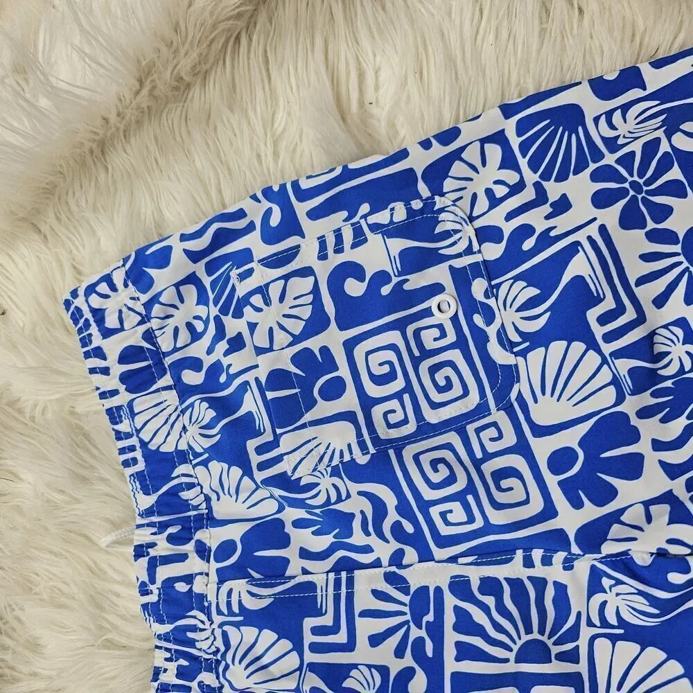 Wonder Nation Cobalt Crush Blue White Printed Boy's Size M(8) Family Swimwear